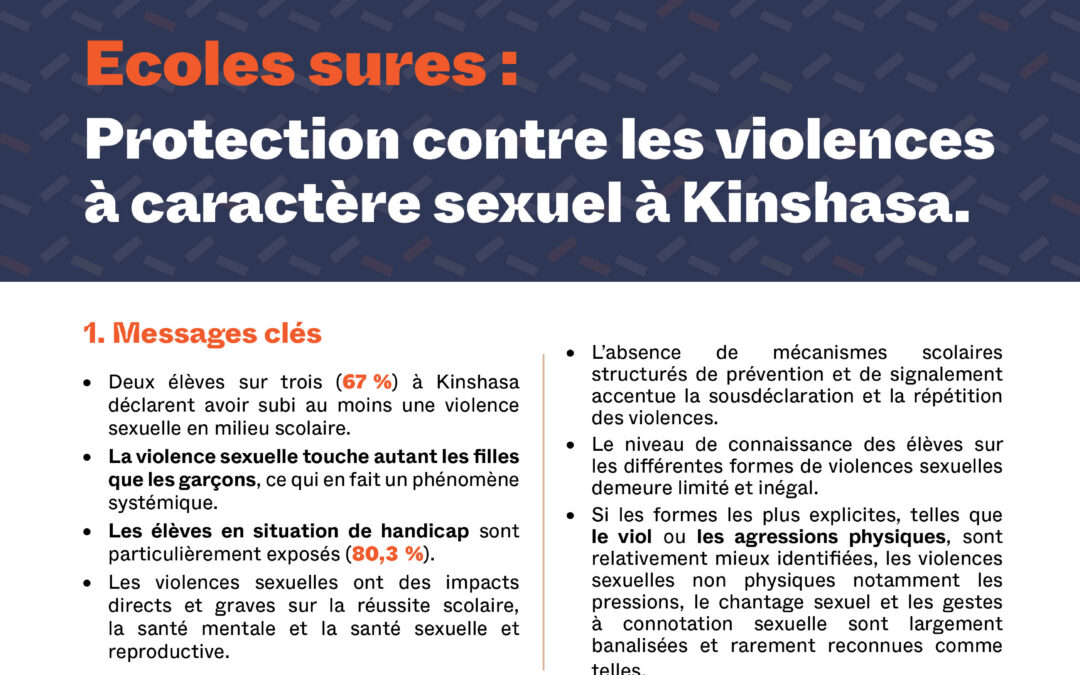 Information brief – Safe schools: Protection against sexual violence in Kinshasa